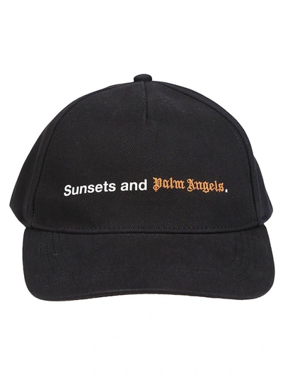 Palm Angels Logo Embroidered Baseball Cap In Black Red