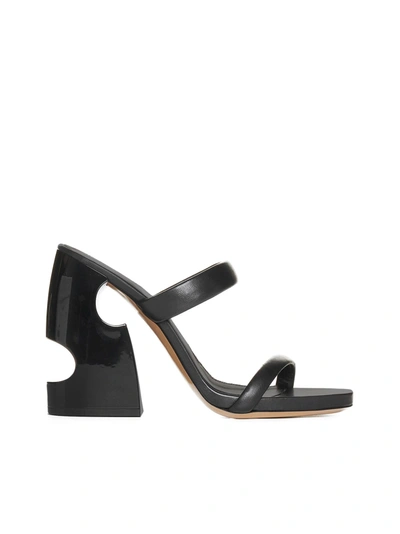 Off-white Cut-out Open Toe Sandals In Black Black