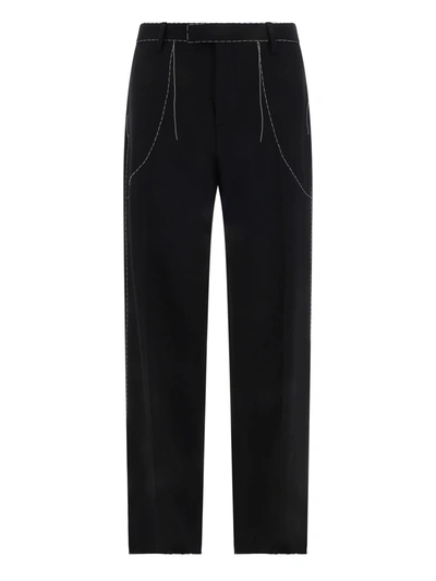 Off-white Tailored Straight Leg Trousers In Black In Black/white