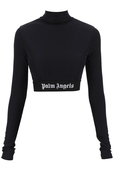 Palm Angels Crop Top In Techno Jersey In Blue