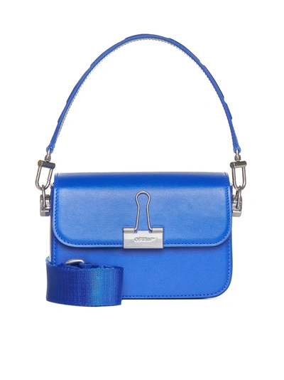 Off-white Plain Binder Small Leather Shoulder Bag In Blue No Color