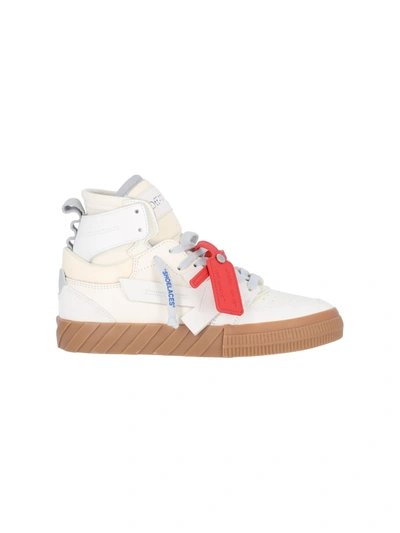 Off-white Floating Arrow High Top Vulcanized Sneakers In Cream