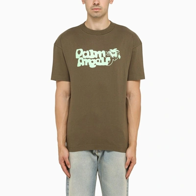 Palm Angels Viper Brown\/green Crew-neck T-shirt In Default Title
