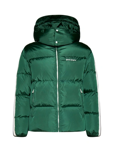 Palm Angels Hooded Track Jacket In Forest Gre