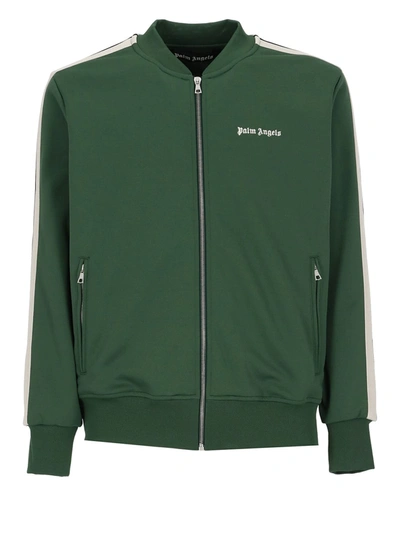 Palm Angels Track Jacket In Green-colored Technical Fabric