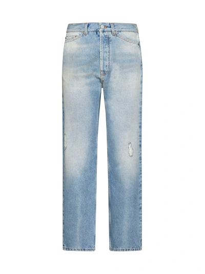 Palm Angels 5-pocket Straight-leg Jeans In Light Blue