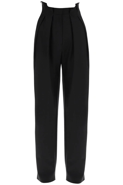 Off-white High Waisted Tailored Trousers In Black Wool Blend In Nero