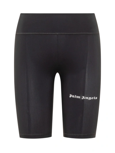 Palm Angels Black Short Sports Leggings With Logo In Nero