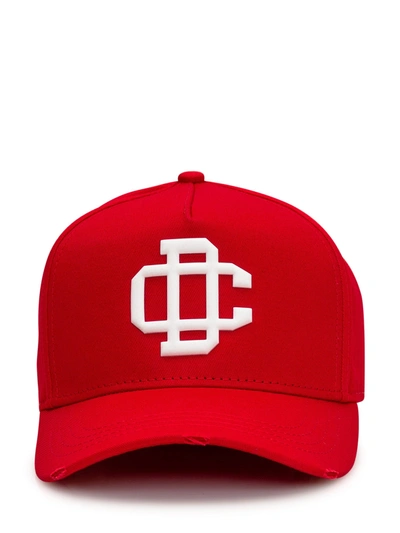 Dsquared2 Baseball Cap With Patch In Rosso Bianco