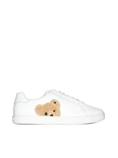 Palm Angels New Teddy Bear Leather Sneakers In White