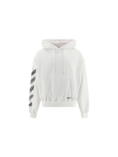 Off-white White Diag Scribble Hoodie In White Blac