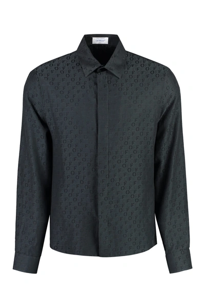 Off-white Silk-cotton Blend Shirt In Black