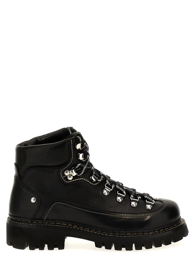 Dsquared2 Canadian Lace-up Leather Ankle Boots In Black