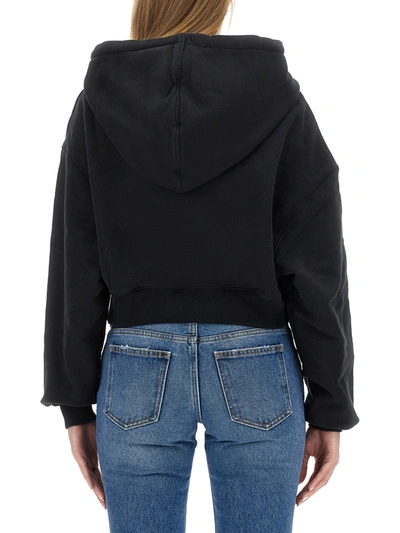 Off-white Cropped Hoodie In Black