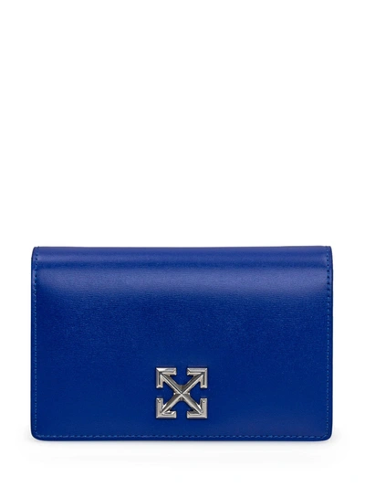 Off-white Jitney Leather Crossbody Bag In Blue