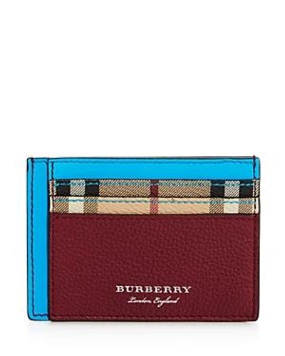 Burberry Sandon Neon Accent Leather Card Case In Bright Blue
