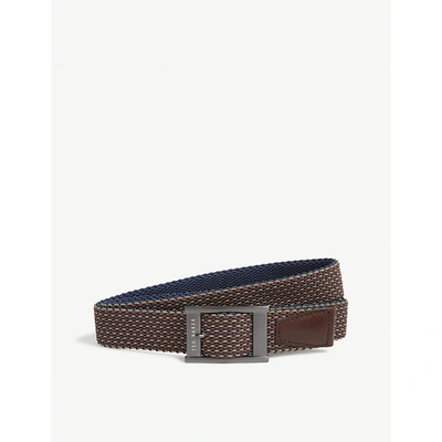 Ted Baker Columm Woven And Leather Reversible Belt In Orange