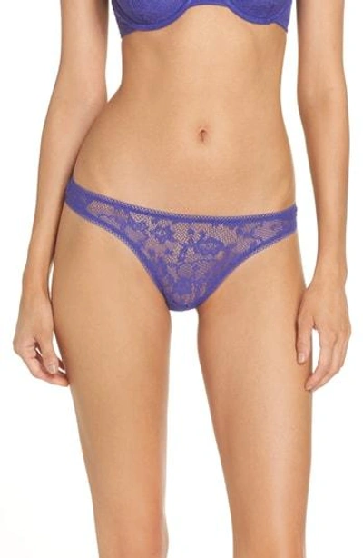 On Gossamer Racy Lace Hip G Thong In Lapis