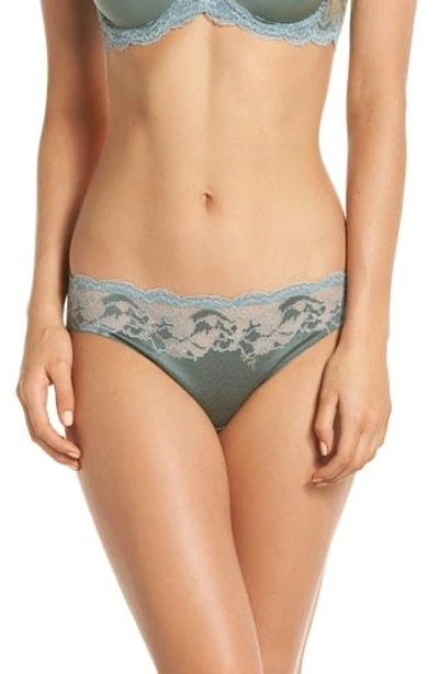 Wacoal Lace Affair Mesh Bikini Briefs In Balsam Green Slate