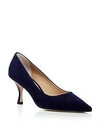 Stuart Weitzman Women's Tippi 70 Pointed Toe Suede Kitten Heel Pumps In Midnight