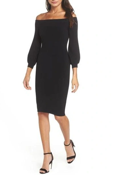 Ali & Jay Standing Strong Off The Shoulder Midi Sweater Dress In Black