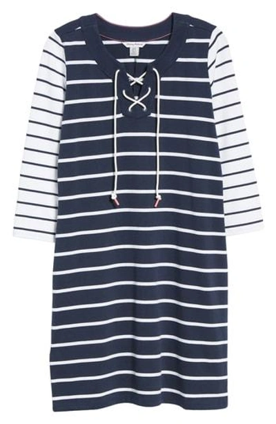 Tommy Bahama Floricita Striped Lace-up Shift Dress In Ocean Deep