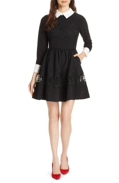 Ted Baker Haeden Collared Lace Panel Dress In Black | ModeSens
