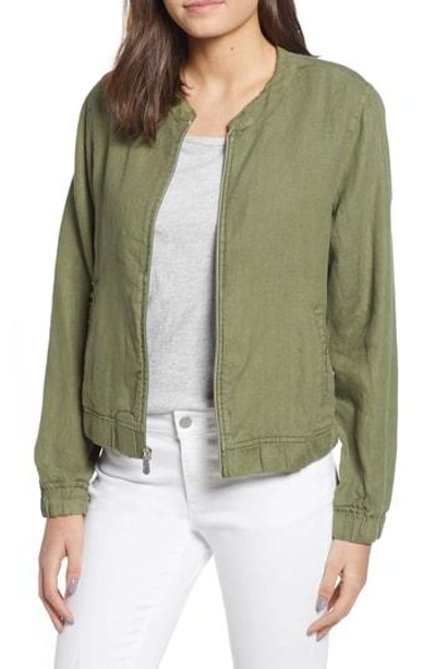 Tommy Bahama Linen Bomber Jacket In Tea Leaf