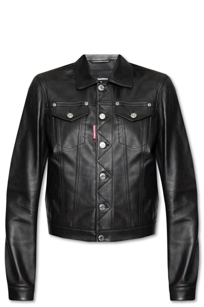 Dsquared2 Leather Jacket In Black
