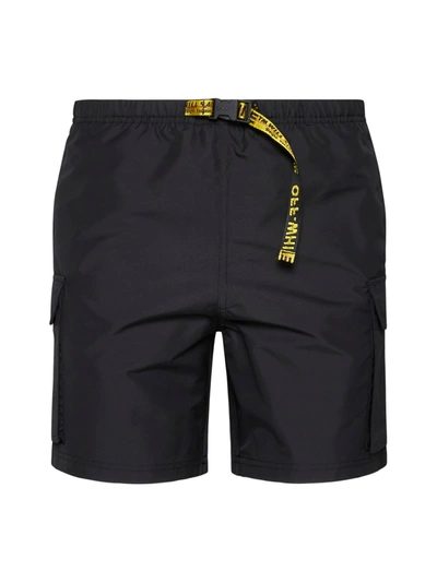 Off-white Black Swimsuit With Belt In Black Yellow