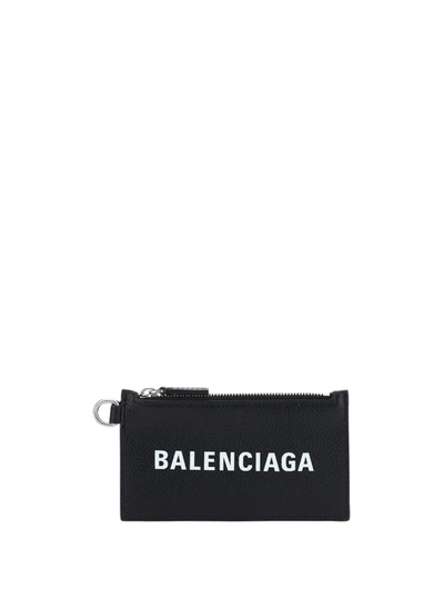 Balenciaga Neckstrap Cash Card Case In Black/l White