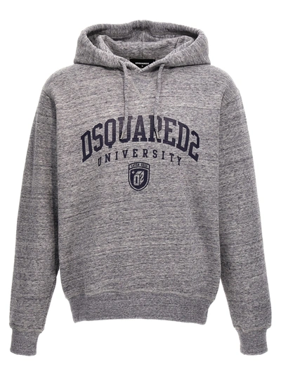 Dsquared2 Logo Print Hoodie In Gray