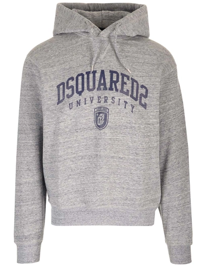 Dsquared2 Logo Print Hoodie In Grey
