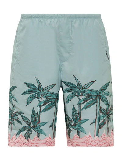 Palm Angels Light Blue Polyester Bermuda Shorts