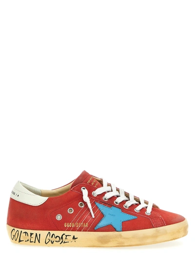 Golden Goose Super-star Sneakers In Red/light Blue/white