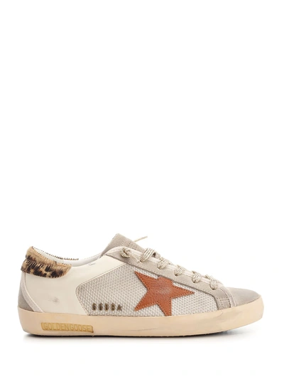 Golden Goose Super-star Sneakers In Silver/white/ecru/taupe/brown/leo