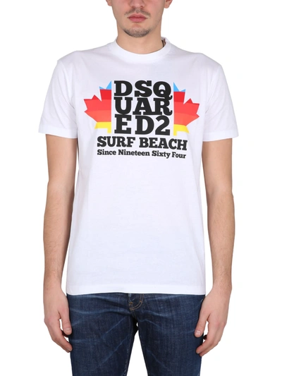 Dsquared2 Surf Beach T-shirt In White