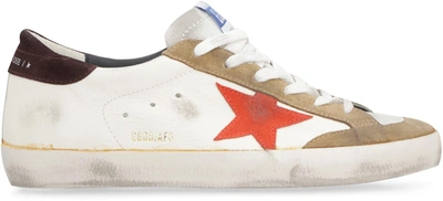 Golden Goose Super-star Trainers In White/brown/red