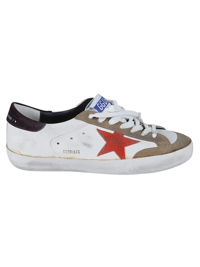 Golden Goose Super-star Sneakers In White/brown/red