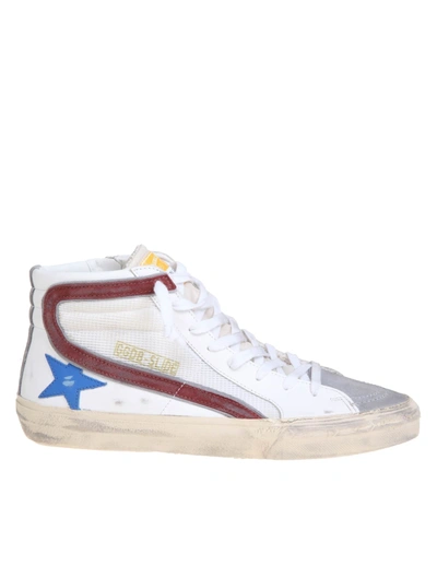 Golden Goose Slide Trainers In White/grey/bluette/brown