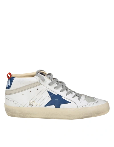 Golden Goose Mid Star Trainers In White/ice/ocean Blue