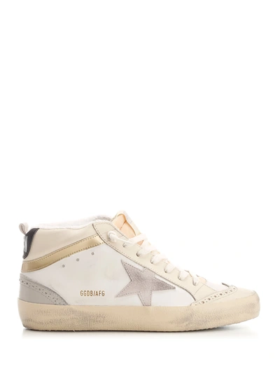 Golden Goose Mid Star Sneakers In White/lilac/grey/gold