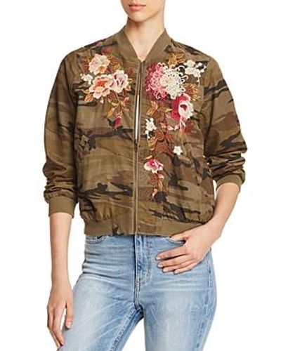 Johnny Was Chrystie Embroidered Camo Corduroy Bomber Jacket In Molly Camo