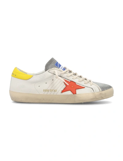 Golden Goose Super-star Sneakers In White/grey/orange/yellow