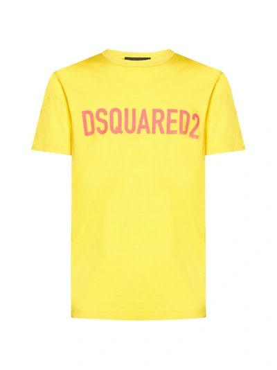Dsquared2 Cotton Crew-neck T-shirt In Yellow