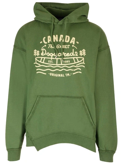 Dsquared2 Cotton Hoodie In Green