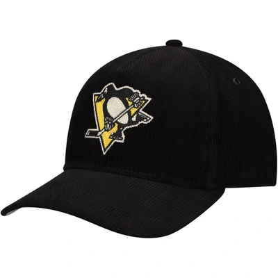 American Needle Black Pittsburgh Penguins Corduroy Chain Stitch Adjustable Hat