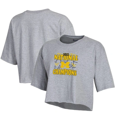 Champion Grey Michigan Wolverines College Football Playoff 2023 National S Boyfriend Crop T