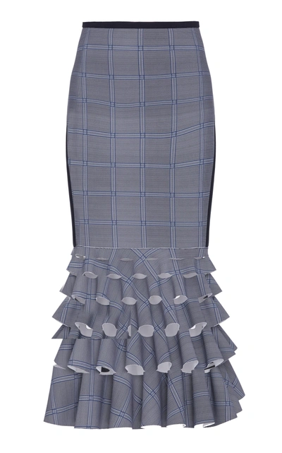 Dion Lee Check Pattern Ruffle Skirt In Plaid
