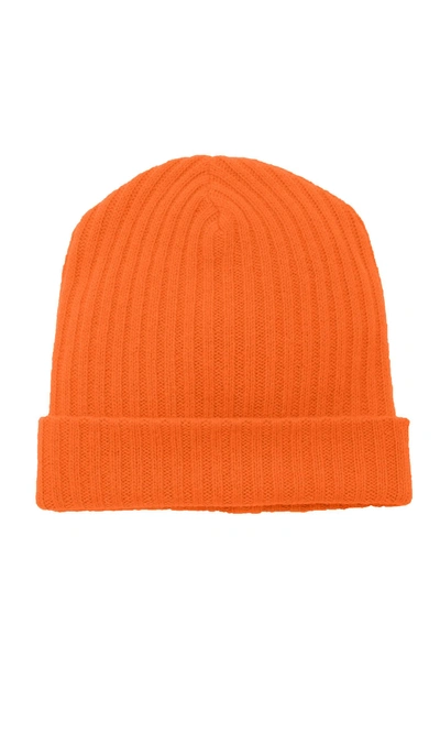 The Elder Statesman Summer Rib-knit Cashmere Hat In Orange
